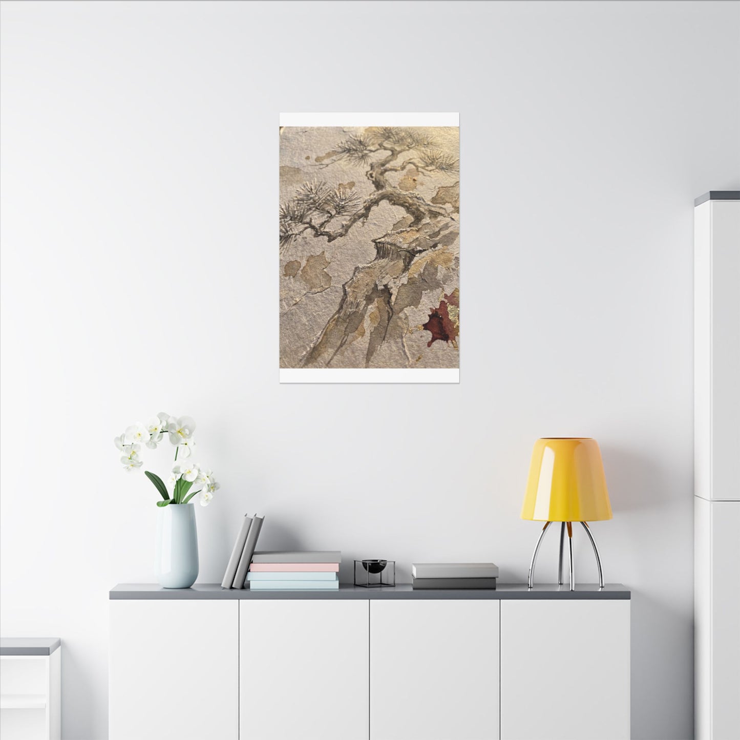 Pine Tree Canvas Art | Winter Japandi Japanese Pattern Art