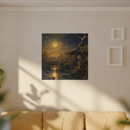 Spring Moonlit Garden Gold Vein Canvas Art | Resilient Decor