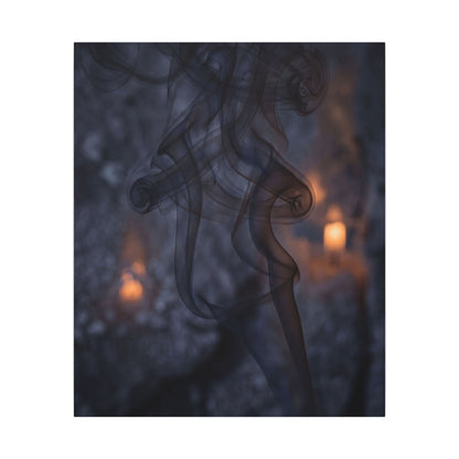 Incense Smoke Winter Canvas Art | Dark Japandi Sophisticated Design