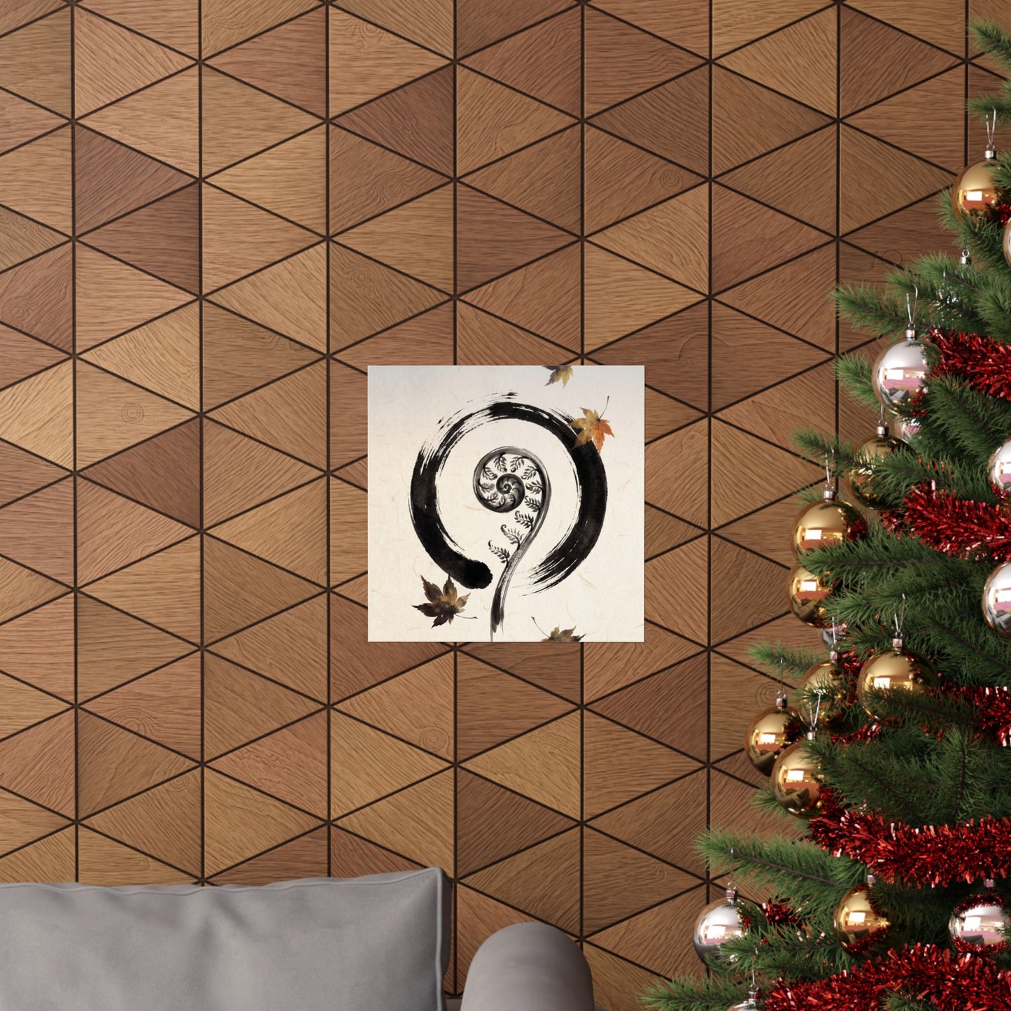 Autumn Fern Unfurling Enso Wall Art Print | Peaceful Decor