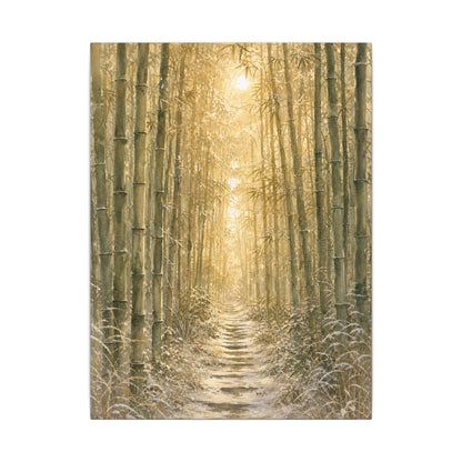 Bamboo Grove Winter Canvas Art | Japandi Elegant Design