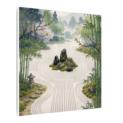 Tranquil Rock Garden Canvas Art - Ukiyo E Inspired Zen