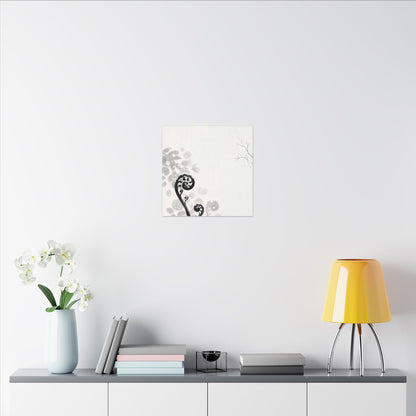 Winter Fern Unfurling Ukiyo E Inspired Canvas Art | Peaceful Decor