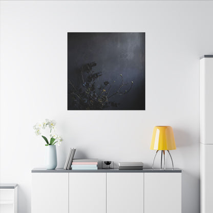 Dried Flowers Spring Canvas Art | Dark Japandi Moody Design