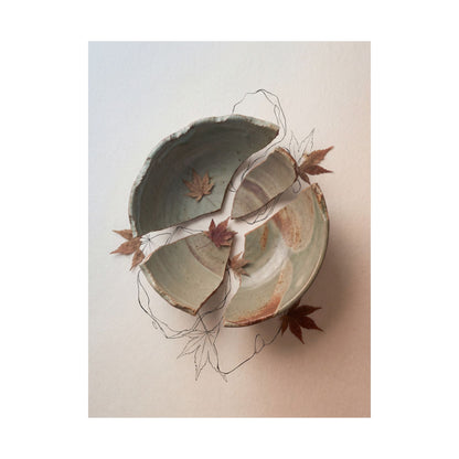 Ceramic Bowl Minimal Line Wall Art Print | Neutral Japandi Art