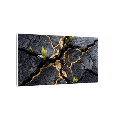 Ma Cracked Earth Canvas Art - Dark Japandi Charcoal Ink