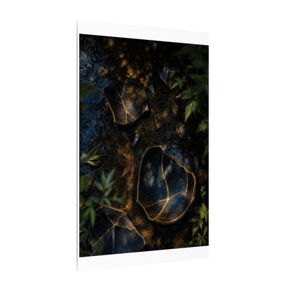 Dark Japandi Broken Pottery in Dappled | Shadow Zen Canvas Art