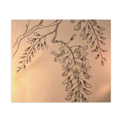 Japandi Wisteria in Candlelight | Minimal Line Canvas Art