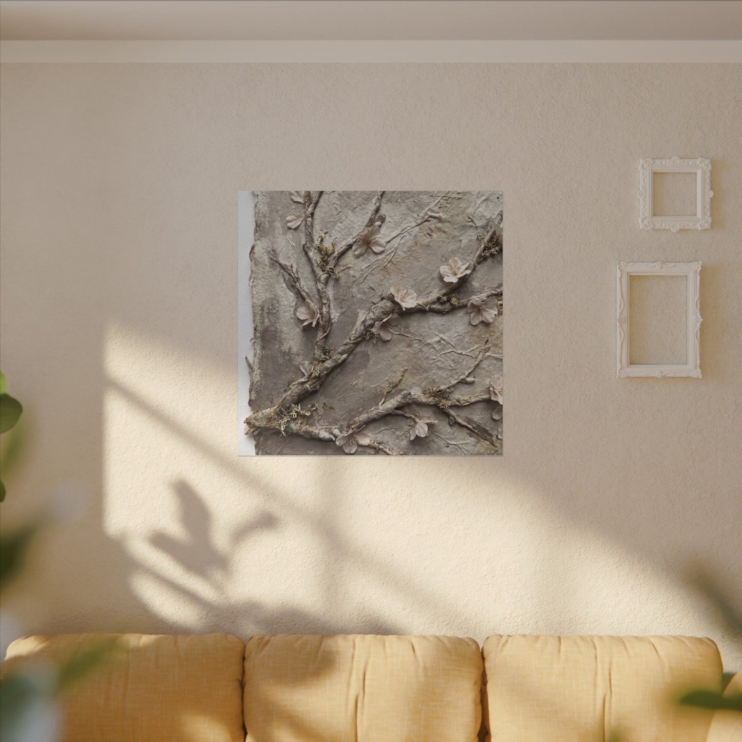 Summer Cherry Blossom Texture Canvas Art | Earthy Decor