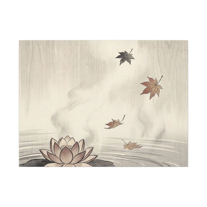 Lotus Flower Canvas Art | Autumn Zen Ukiyo E Inspired Art Art Print