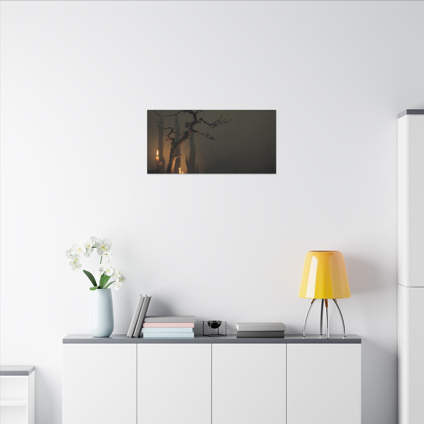 Ma Pine Tree Canvas Art - Dark Japandi Shadow Zen
