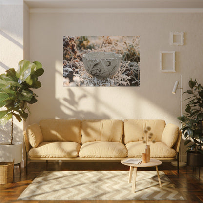Japandi Ceramic Bowl in Golden Hour | Japanese Pattern Canvas Art