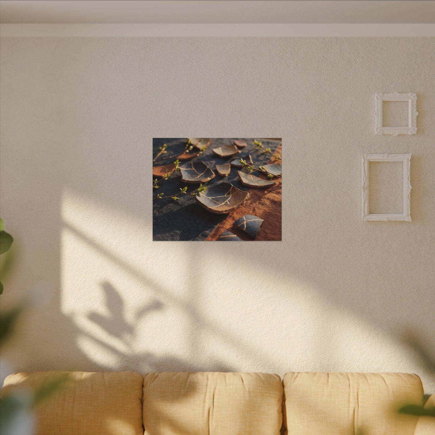 Spring Broken Pottery Gold Vein Canvas Art | Philosophical Decor