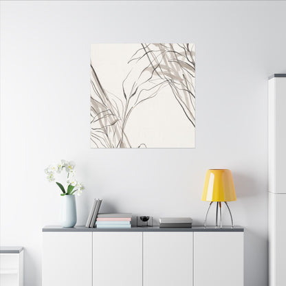 Neutral Shoji Screen Canvas Art - Minimal Line Japandi