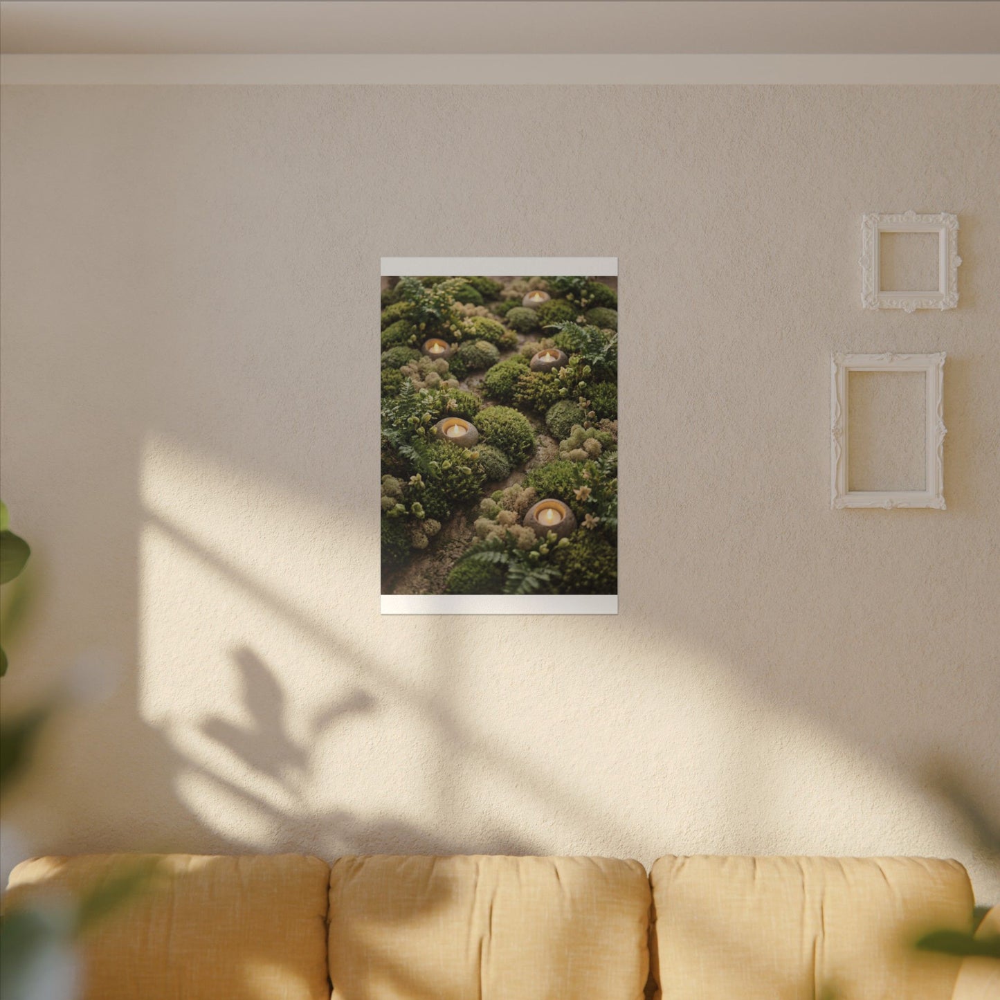 Moss Close Up Japanese Pattern Canvas Art | Neutral Japandi Art