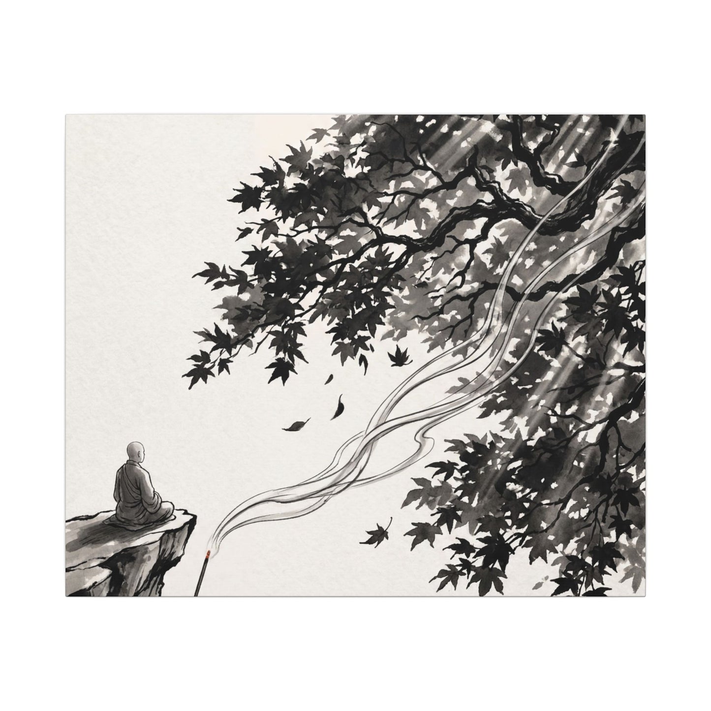 Serene Incense Smoke Canvas Art - Ukiyo E Inspired Zen