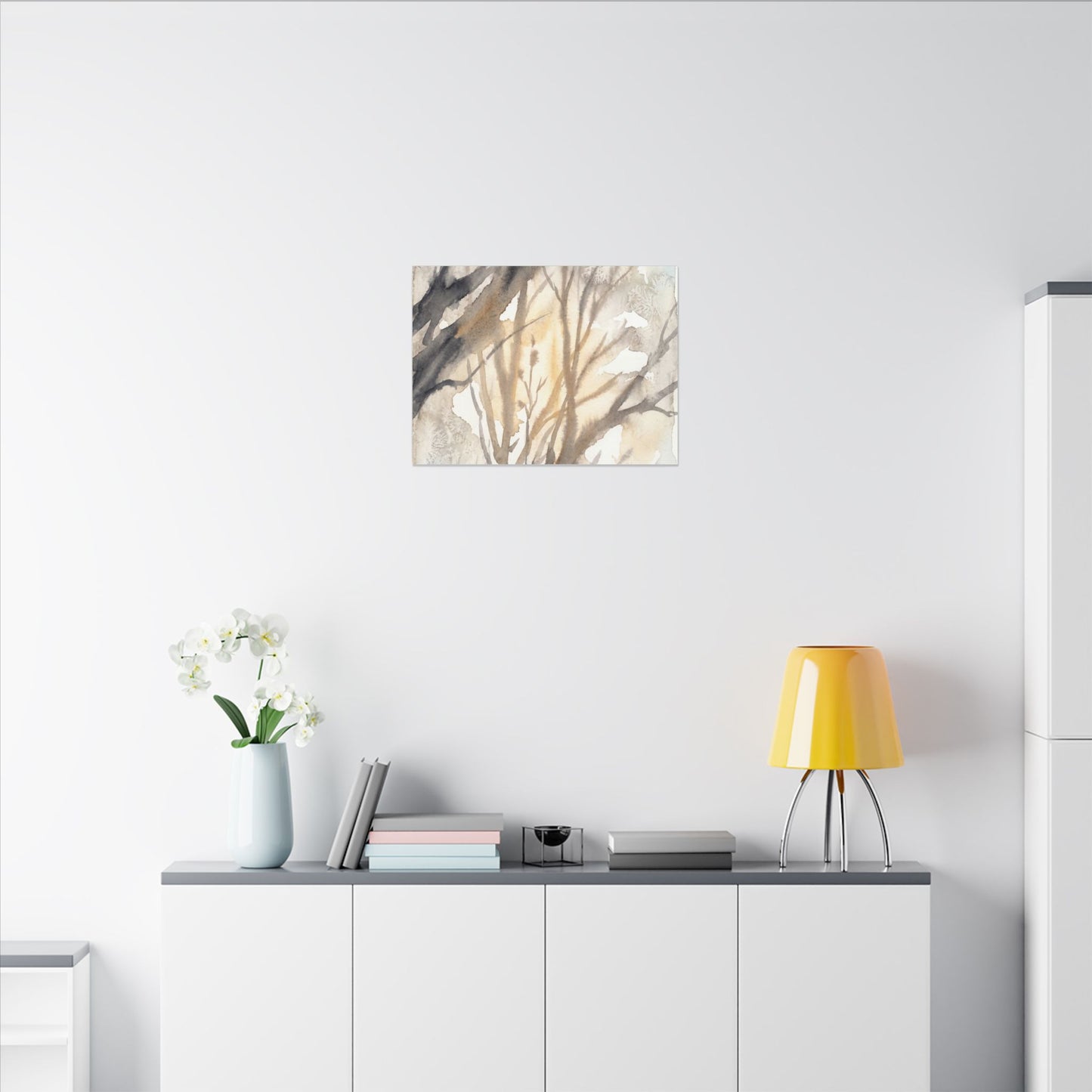 Ma Shadow Play Canvas Art - Japandi Watercolor