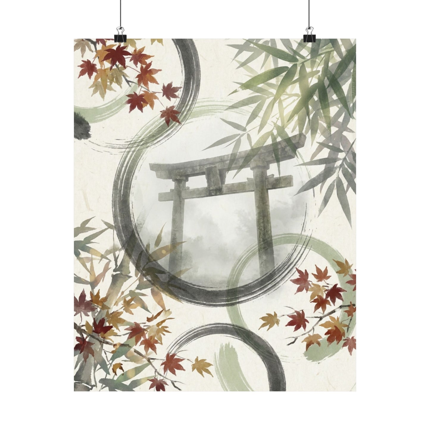 Peaceful Torii Gate Wall Art Print - Enso Zen