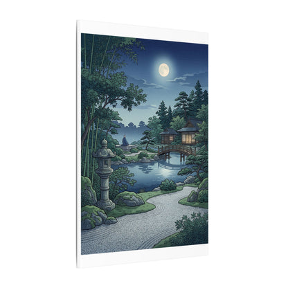 Summer Moonlit Garden Ukiyo E Inspired Canvas Art | Serene Decor