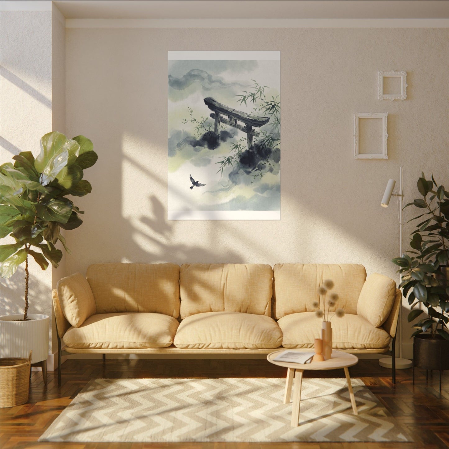Torii Gate Sumi E Canvas Art | Serene Zen Art