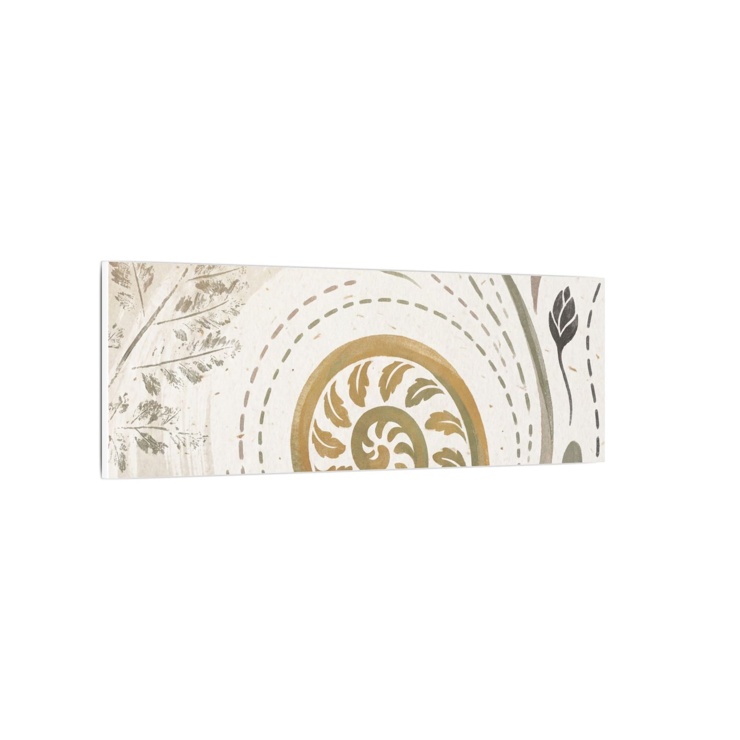 Japandi Fern Unfurling in Golden Hour | Japanese Pattern Canvas Art