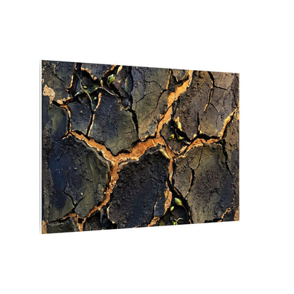 Cracked Earth Spring Canvas Art | Dark Japandi Atmospheric Design