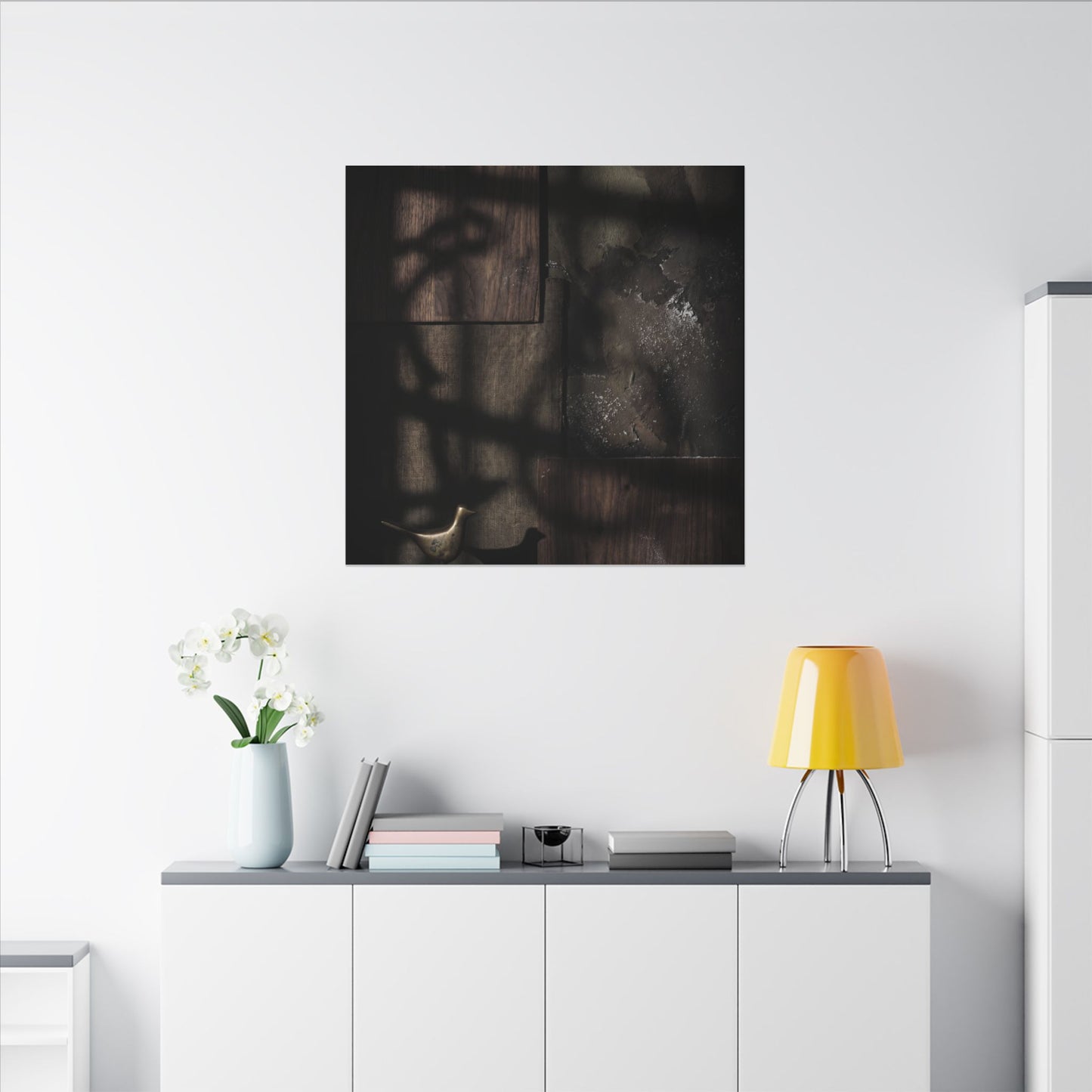 Dark Japandi Shadow Play in Candlelight | Dark Texture Canvas Art