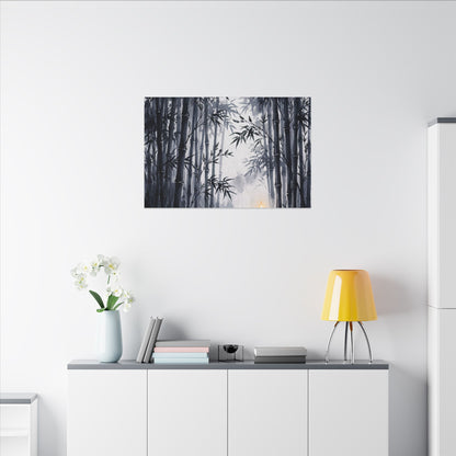 Tranquil Bamboo Grove Canvas Art - Sumi E Zen