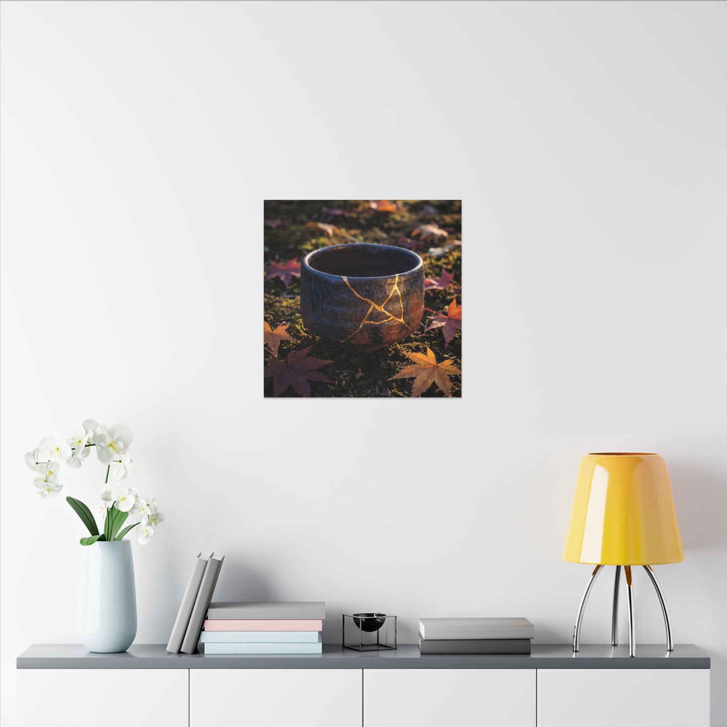 Kanso Moonlit Garden Canvas Art - Kintsugi Gold Repair