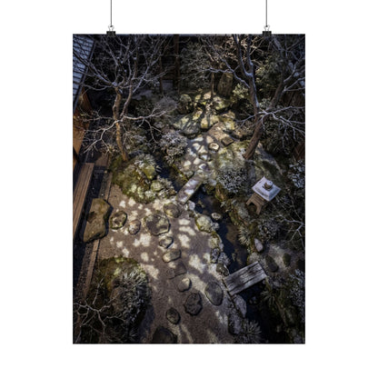 Moonlit Garden Wall Art Print | Winter Japandi Japanese Pattern Art Art Print