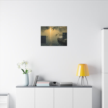 Zen Water Ripple in Golden Hour | Ukiyo E Inspired Canvas Art