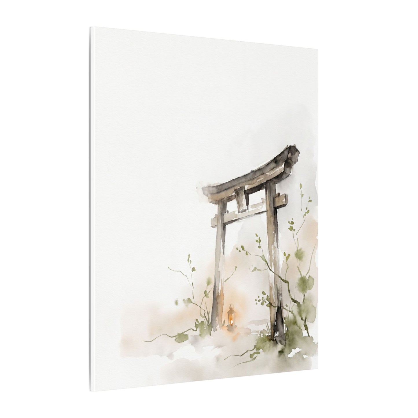 Fukinsei Torii Gate Canvas Art - Japandi Watercolor