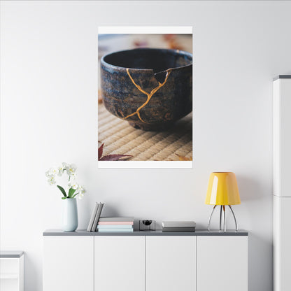 Tea Ceremony Autumn Canvas Art | Kintsugi Healing Design