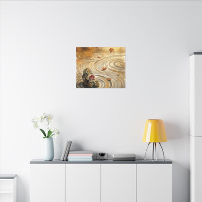 Autumn Rock Garden Watercolor Canvas Art | Neutral Decor