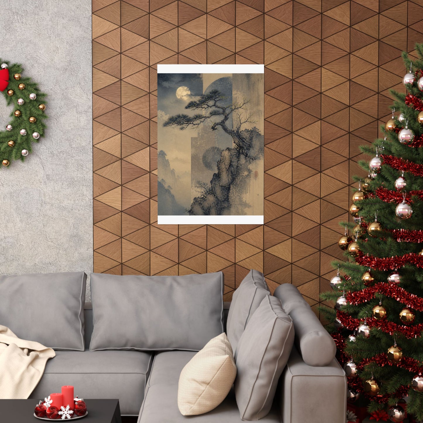 Ma Pine Tree Wall Art Print - Japandi Japanese Pattern