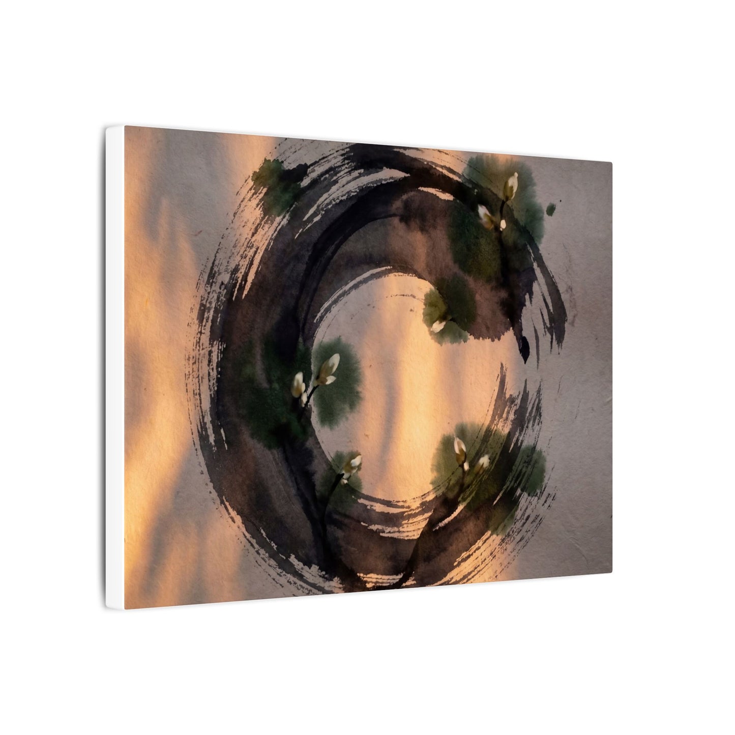Ink Brushstroke Spring Canvas Art | Dark Japandi Bold Design