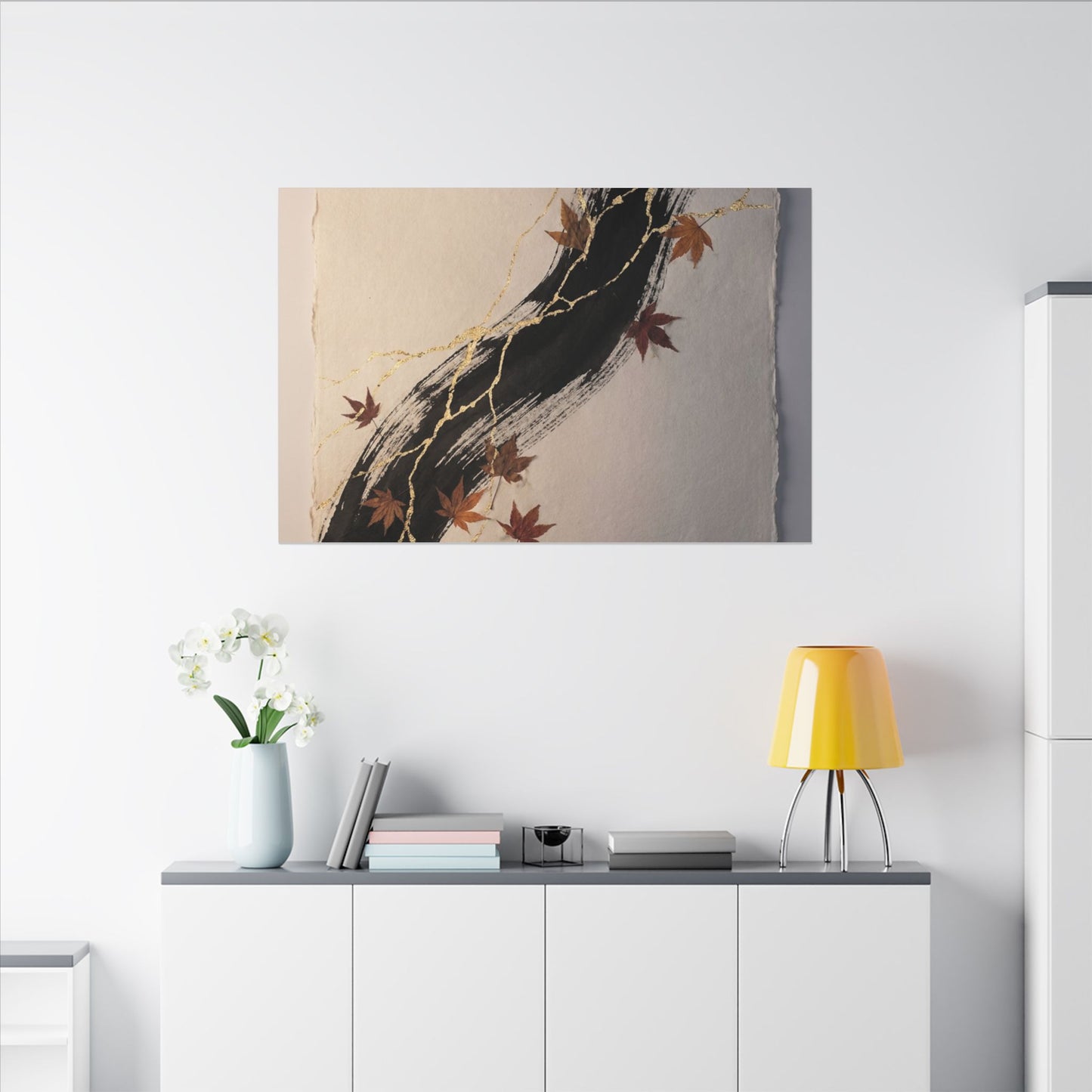 Dawn Ink Brushstroke Canvas Art - Kintsugi Ma