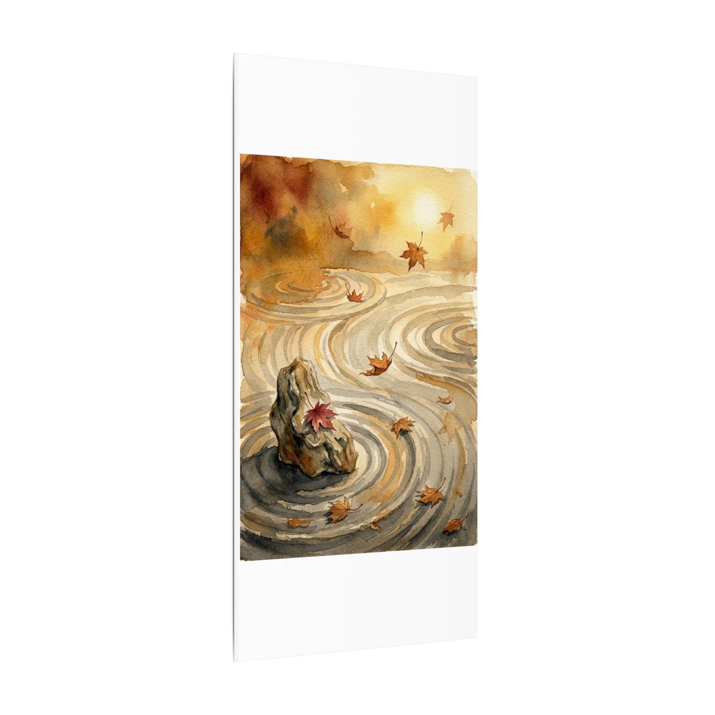 Autumn Rock Garden Watercolor Canvas Art | Neutral Decor