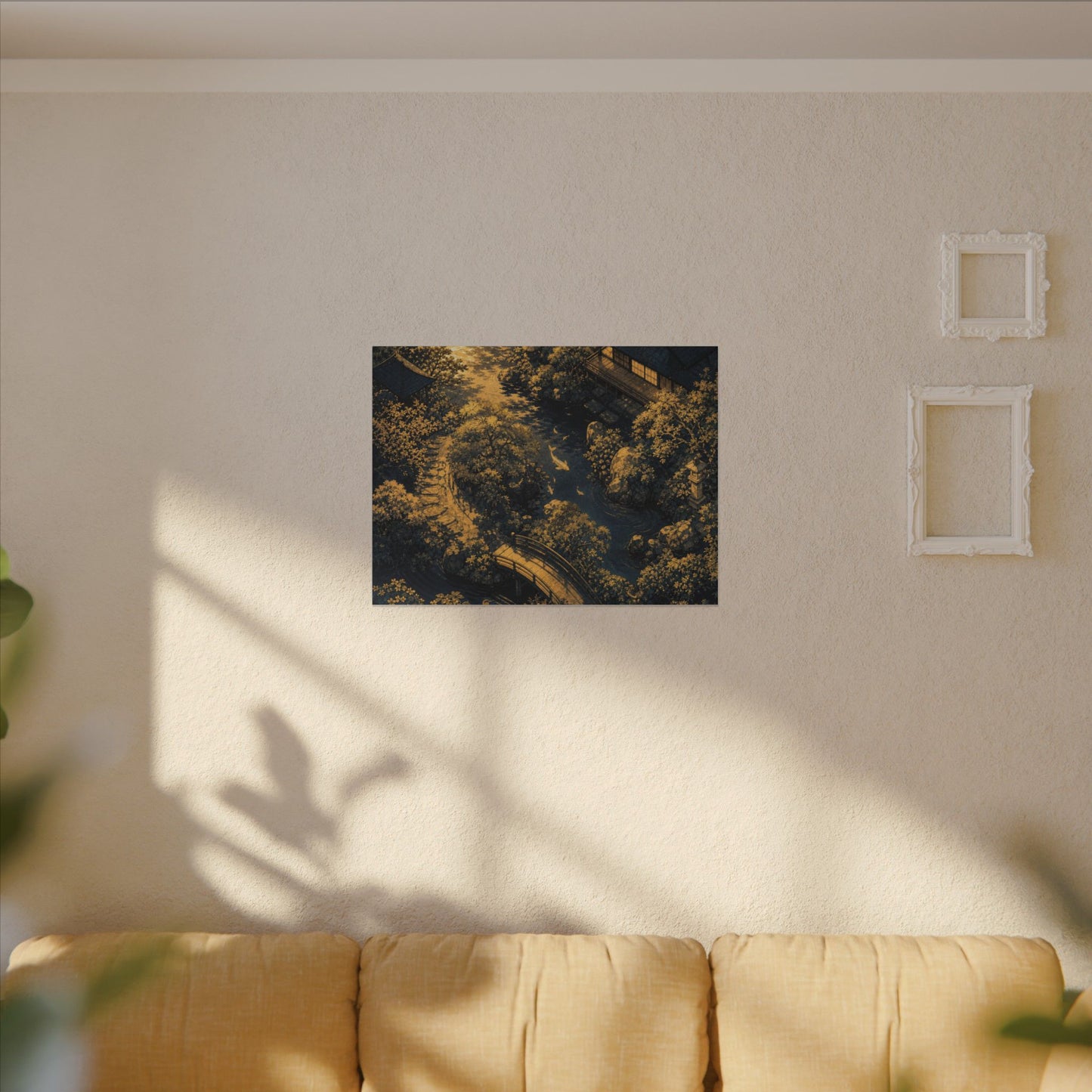 Contemplative Moonlit Garden Canvas Art - Ukiyo E Inspired Zen