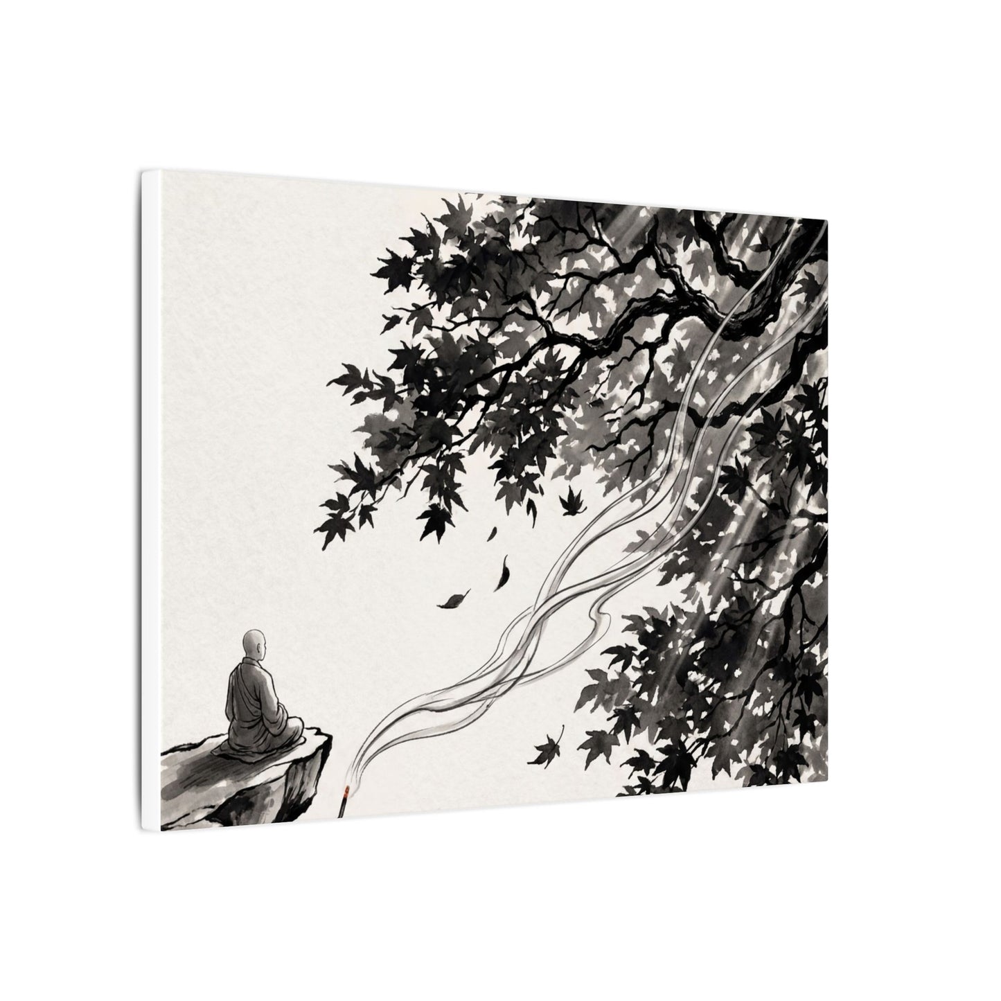 Serene Incense Smoke Canvas Art - Ukiyo E Inspired Zen