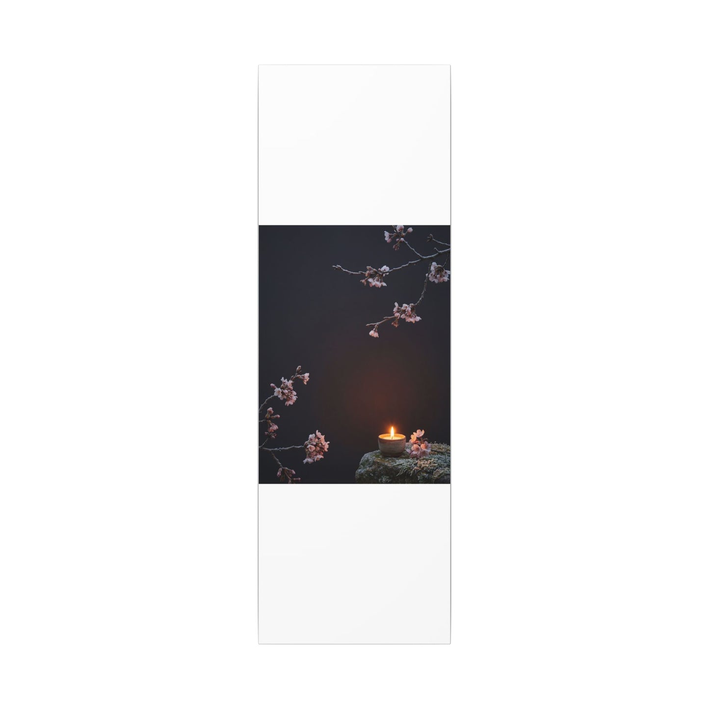 Dark Japandi Cherry Blossom in Candlelight | Moody Minimal Canvas Art
