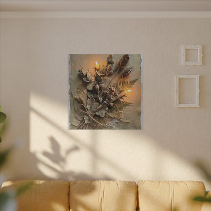 Dried Flowers Texture Canvas Art | Warm Japandi Art