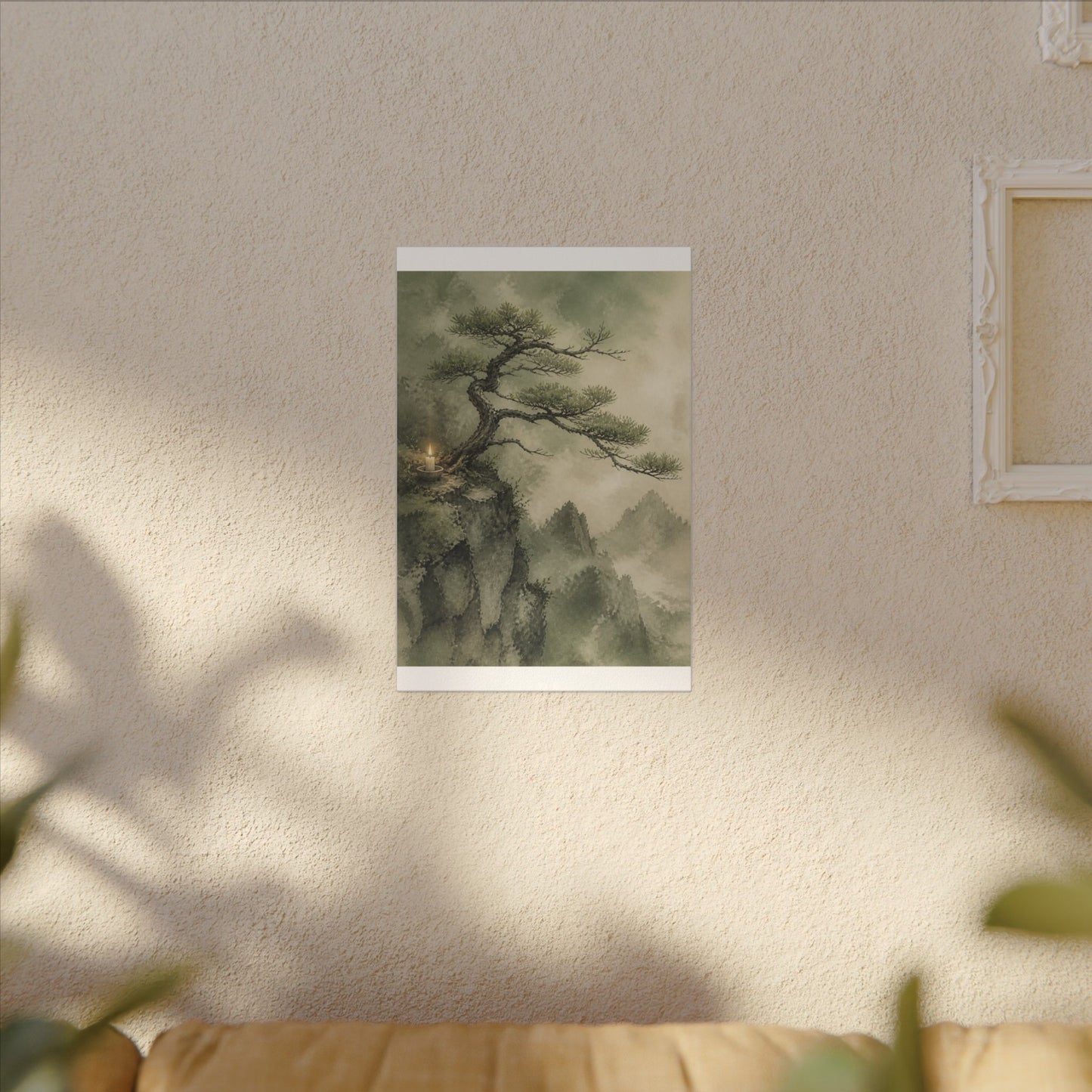 Candlelight Pine Tree Canvas Art - Japandi Kanso