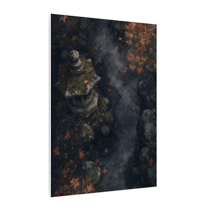 Stone Lantern Canvas Art | Autumn Japandi Texture Art