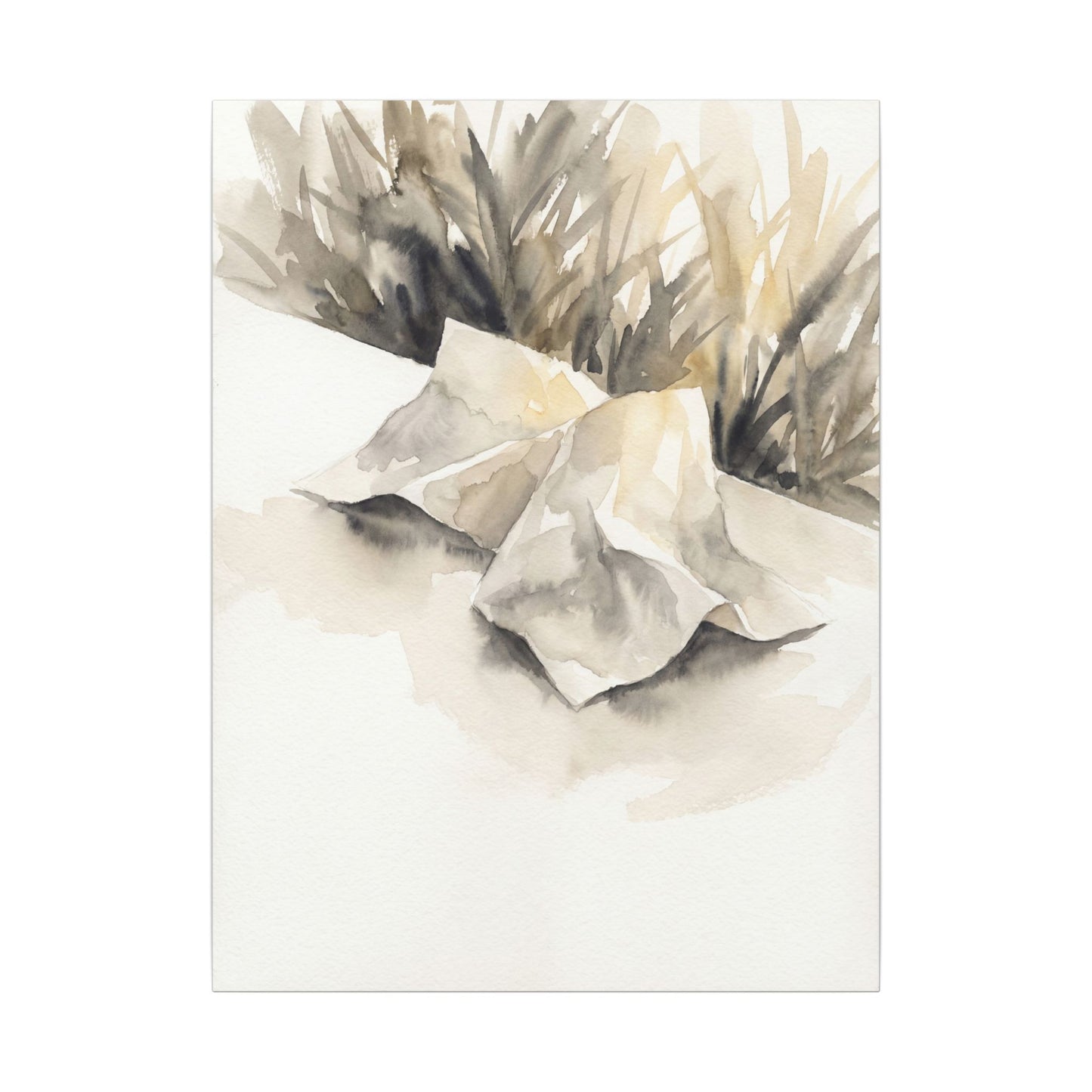 Paper Fold Watercolor Canvas Art | Warm Japandi Art
