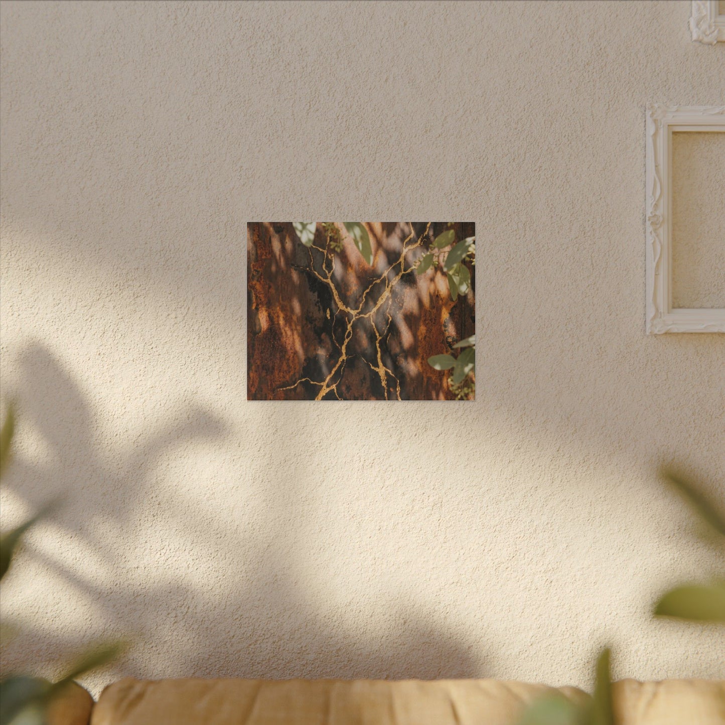 Kanso Rust Patina Canvas Art - Kintsugi Gold Vein