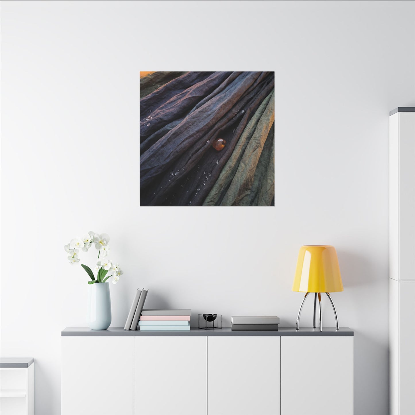 Silk Drape Shadow Zen Canvas Art | Moody Dark Japandi Art