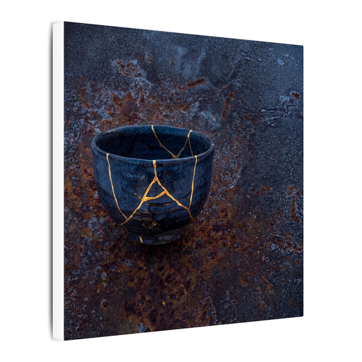 Rust Patina Winter Canvas Art | Kintsugi Healing Design