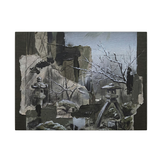 Winter Moonlit Garden Dark Texture Canvas Art | Moody Decor