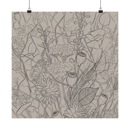 Summer Dried Flowers Minimal Line Wall Art Print | Cozy Decor